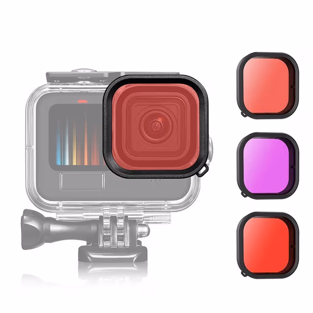 Vanntett dykkerfilter for GoPro Hero 11/10/9 Rød
