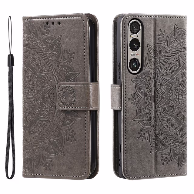For Sony Xperia 1 VII Lommebok Deksel Shell Mandala Blomstermønster