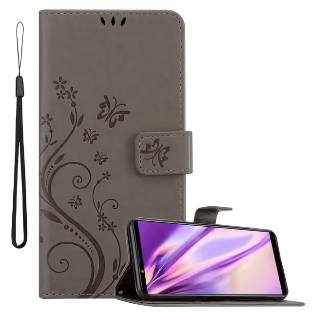 Sony Xperia PRO-I lommebokdeksel Blomster (grå)