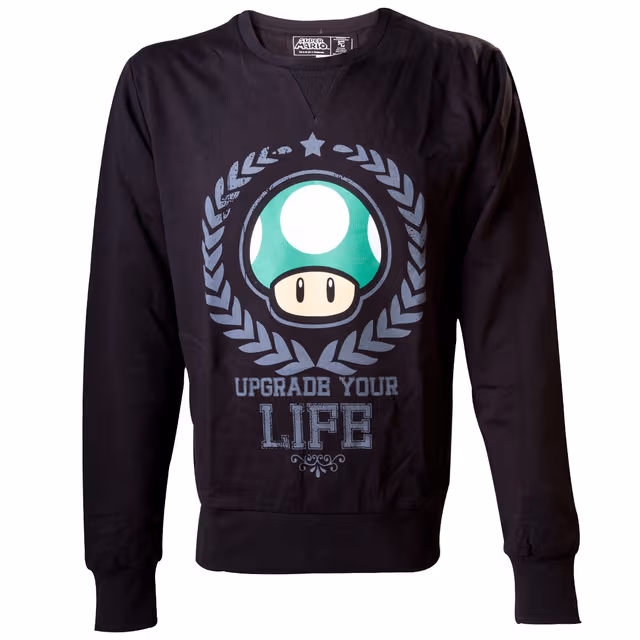 Genser Nintendo - Upgrade Your Life-motiv sort (XL)