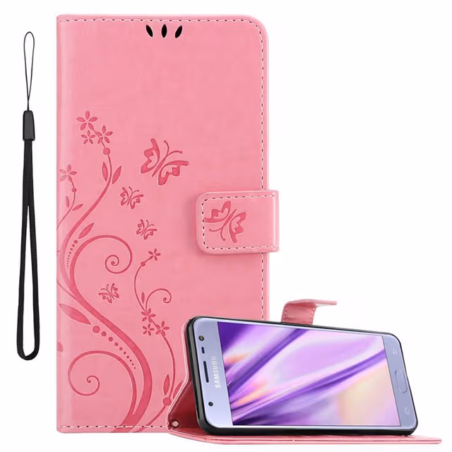 Samsung Galaxy J3 2017 lommebokdeksel Blomster (rosa)