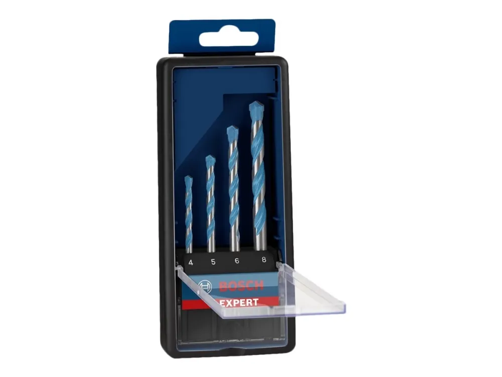 Bosch Expert CYL-9 MultiConstruction - Borsett - for betong, plast, stål, bløtt tre, soft tile, multimaterial - 4 deler - 5 mm, 6 mm, 8 mm, 4 mm - cylindrical - lengde: 75 mm, 85 mm, 100 mm, 120 mm