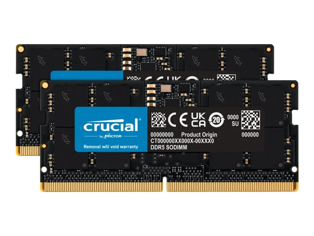 Crucial - DDR5 - sett - 32 GB: 2 x 16 GB - SO DIMM 262-pin - 5600 MT/s / PC5-44800 - CL46 - 1.1 V - ikke-ECC