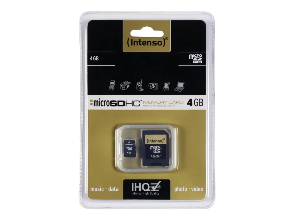 Intenso - Flashminnekort (microSDHC til SD-adapter inkludert) - 4 GB - microSDHC