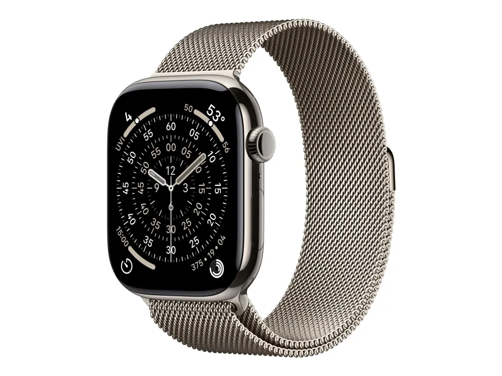 Apple Watch Series 11 GPS + Cellular 46mm Natural Titanium Case with Natural Milanese Loop - S/M