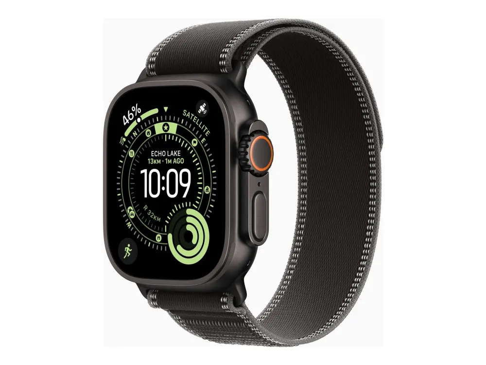 Apple Watch Ultra 3 GPS + Cellular 49mm Black Titanium Case with Black/Charcoal Trail Loop - S/M