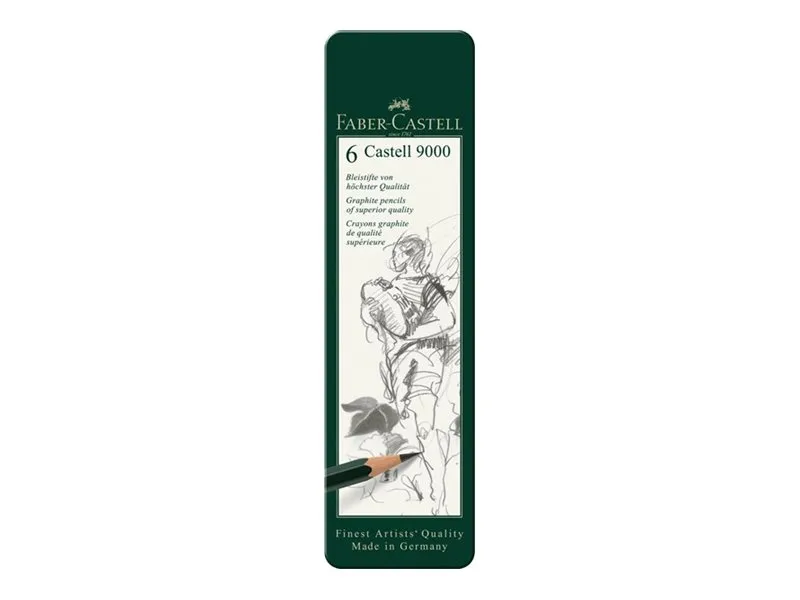 Faber-Castell CASTELL 9000 - Blyant - grafitt - 2B, 4B, 6B, 8B, B, HB (en pakke 6)
