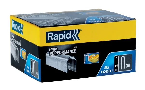 Rapid 11886910, Pakke med stifter, 1,4 cm, 5000 stifter, Metallisk, Rapid (merkevare), R36