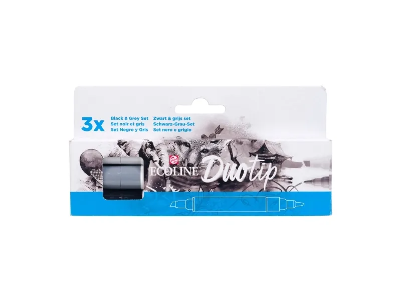 Ecoline Duotip marker-set Black & Grey | 3 farger