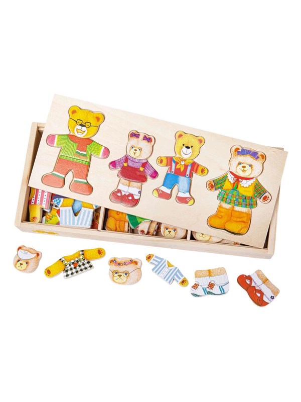 Bigjigs Wooden Dress-Up Puzzle Bear Family - 72 pieces. Tre