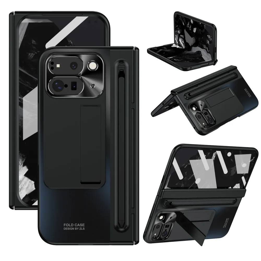 For Google Pixel 9 Pro Fold 5G Deksel med Herdet Glassfilm, Stylus - Svart