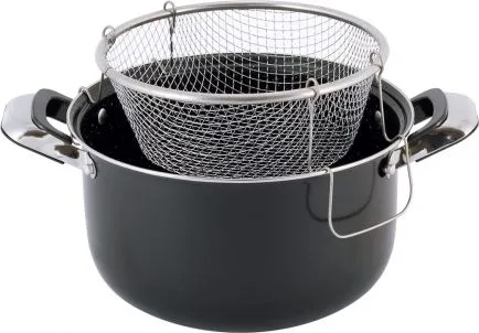 Kamille gryte 24 cm 4 L + sil/korg til dyp steking