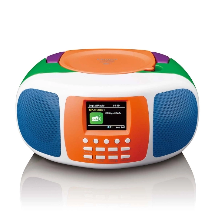 Lenco Bærbar DAB+/FM-radio med Bluetooth®, CD-spiller og stor LCD-fargeskjerm Glade farger for barn