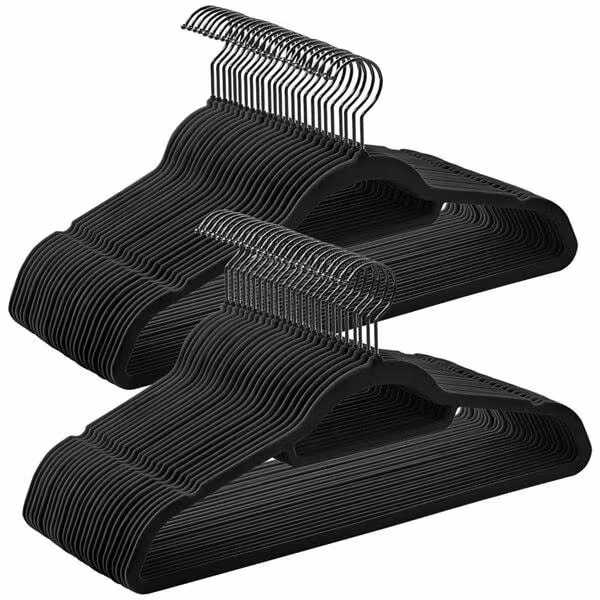 Kleshengere med fløyel 50-pk - Svart