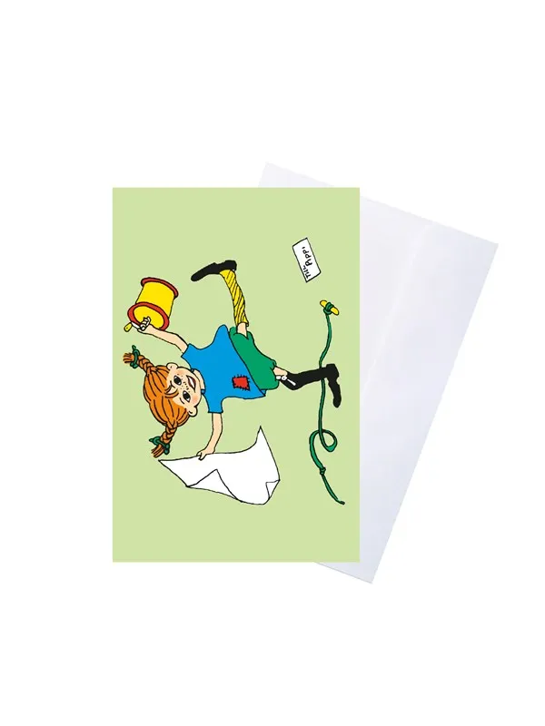 Pippi Langstrømpe Pippi - Greeting Card w. Envelope - Green