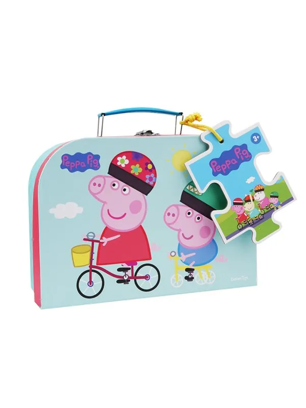 Peppa Pig - Suitcase w. Puzzle - Biking