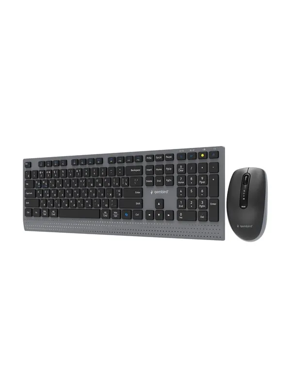 Gembird - keyboard and mouse set - dual-mode slim full size - Cyrillic - black Input Device - Tastatur & Mussett - Cyrillic - Svart