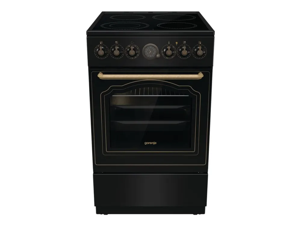 Gorenje Classico GECS5B70CLB - Komfyr - med dampfunksjon - frittstående - bredde: 50 cm - dybde: 59.4 cm - høyde: 85 cm - med selvrens - svart