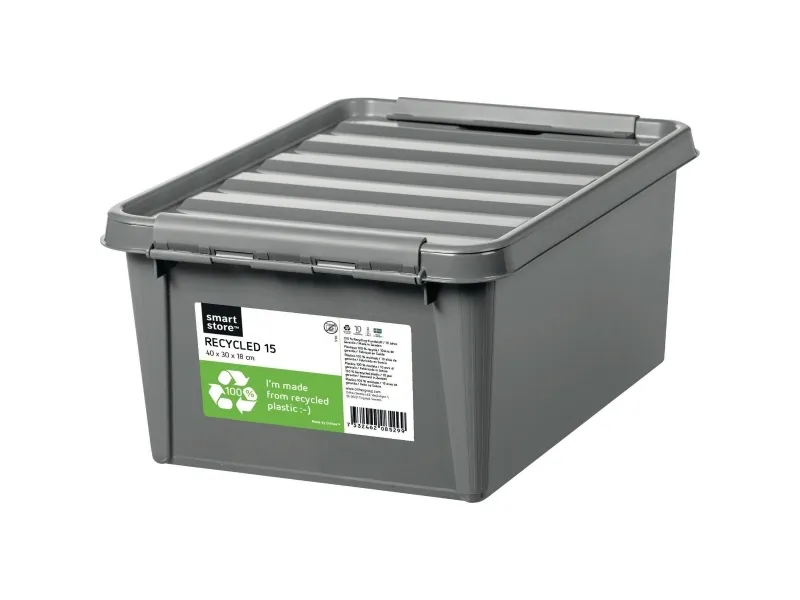 Opbevaringskasse, Smartstore Recycled 15, 14 l, HxBxL: 18 x 30 x 40 cm, grå