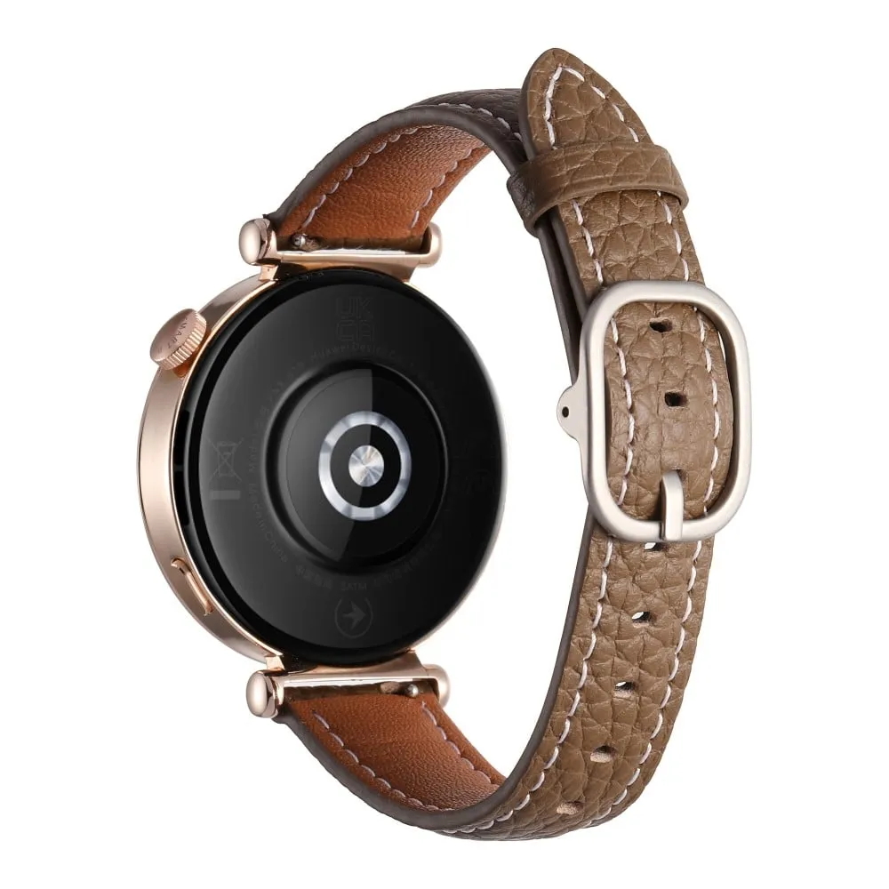 18 mm klokkerem Huawei Watch GT 5 Pro 42 mm / GT 5 41 mm / GT 4 41 mm / Garmin Venu 3S , Genuine Cow Leather Smartwatch Strap - Solbrun