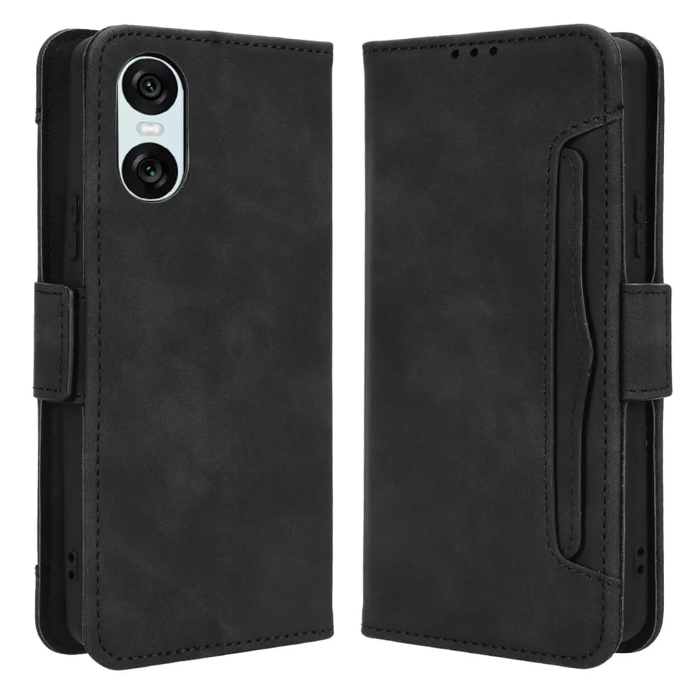 Lommebok-etui i moderne skinn-design Sony Xperia 10 VI - Svart