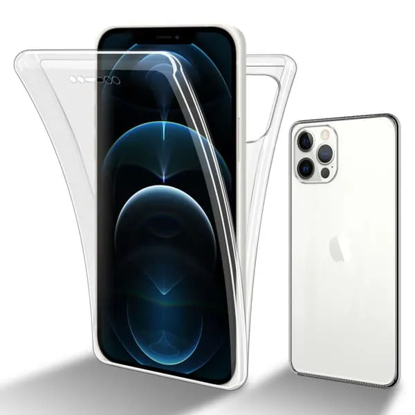 Deksel kompatibel med iPhone 12 / 12 PRO 360° helkroppsbeskyttelse Silikondeksel foran og bak, allroundbeskyttelse med skjermbeskyttelse