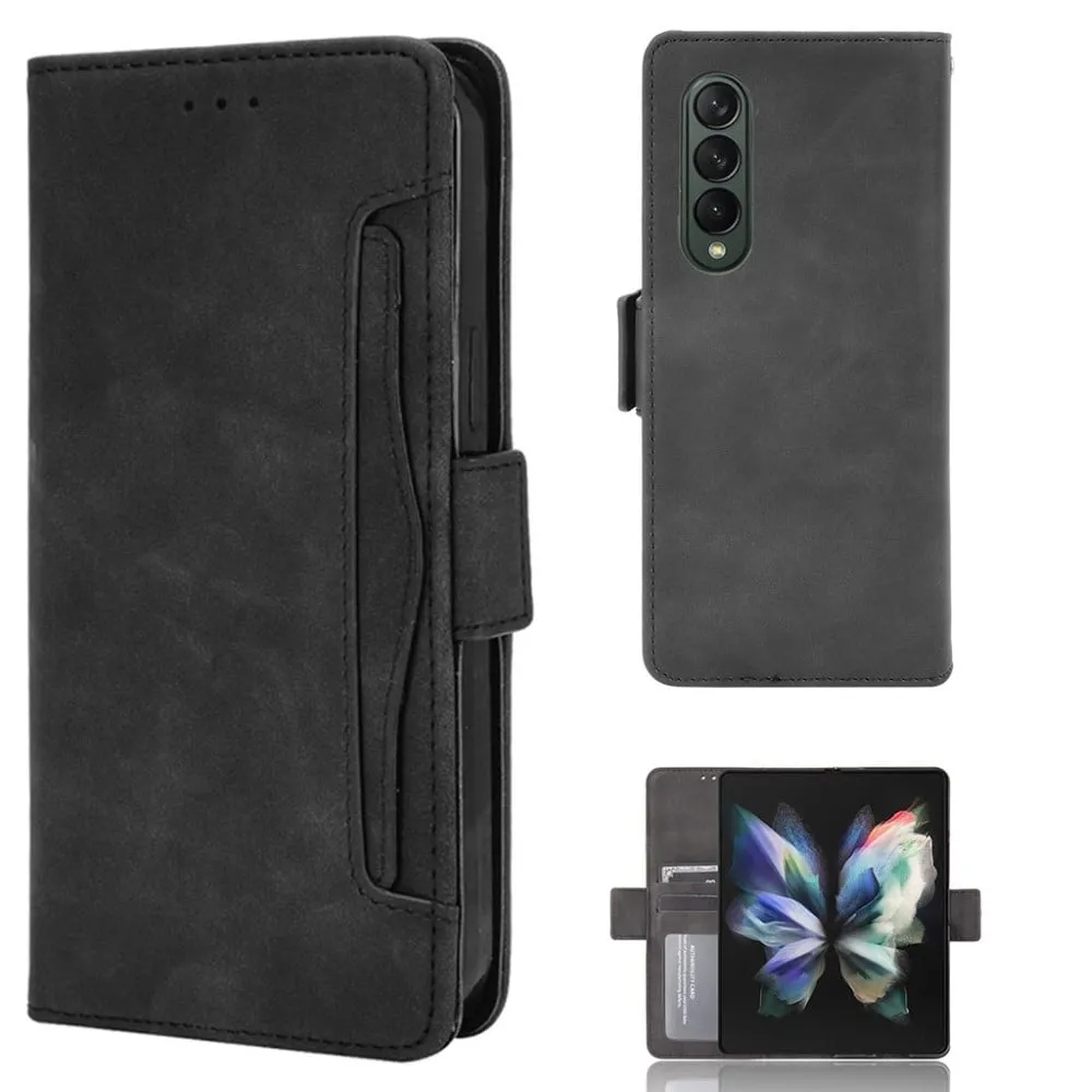 Stilig Læretui med Lommebok til Samsung Galaxy Z Fold3 5G - Svart