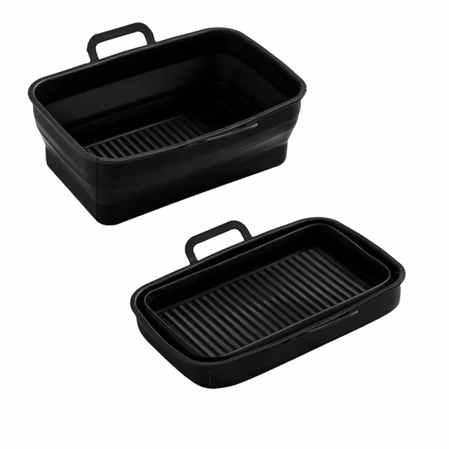 Sammenleggbar firkantet Air Fryer silikonform 19,5x12,7x7 cm Black