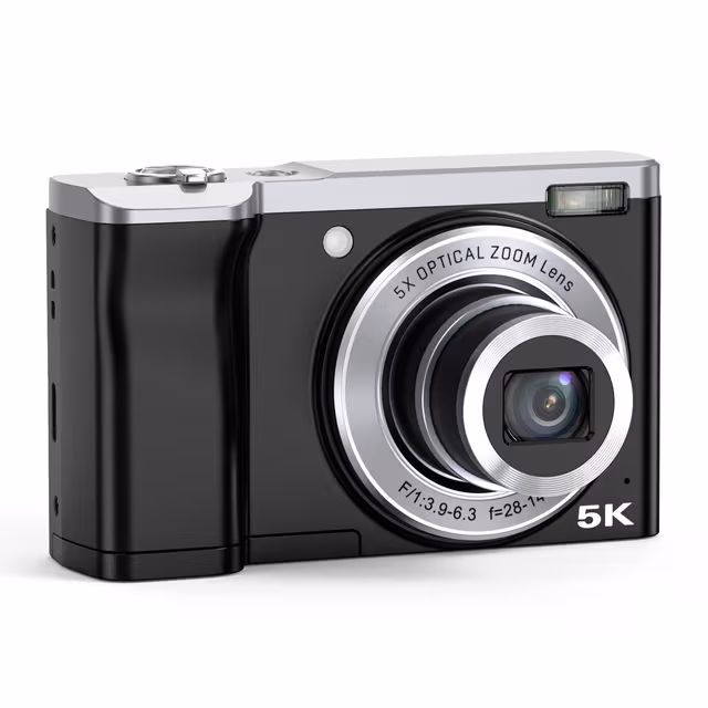 5K digitalkamera med 5X optisk zoom og anti-shake stabilisering