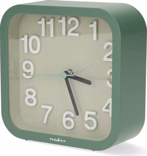 Nedis Analog Desk Alarm Clock | slumrefunksjon | Stille urverk | Grøn