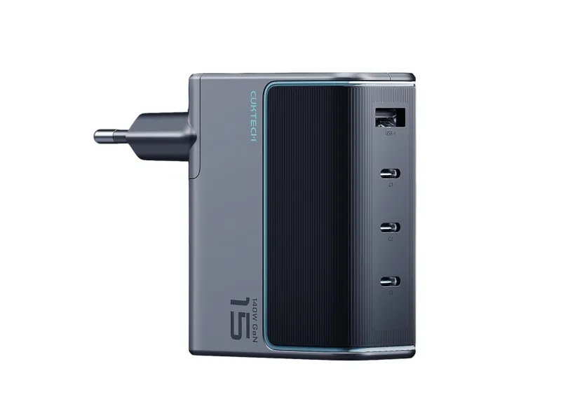 CUKTECH AD1404UEU 140W GaN 3x USB-C + USB-A Wall Charger with USB-C Cable - Grey