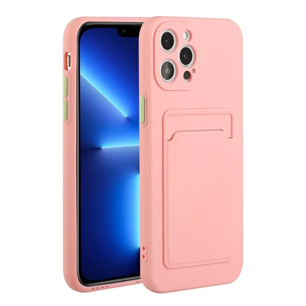 Deksel med Kortholder til iPhone 13 Pro - Rosa