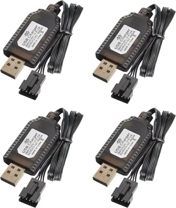 4x USB-lader for 7.4V 2S LiPo SM-4P – Tilbehør til Fjernstyrte Leker Batterilader