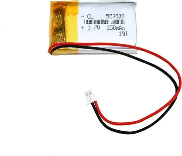 Yunique - Litiumbatteri 3.7V 250mAh Modell 502030 | Med beskyttelseskrets | Oppladbart, kompatibelt med Bluetooth-hodetelefoner og TWS-hodetelefoner