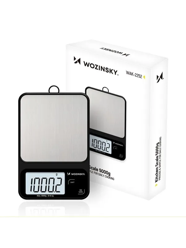Wozinsky Kjøkkenvekt WAK-2252 kitchen scale accurate with large LCD display up to 5 kg - black