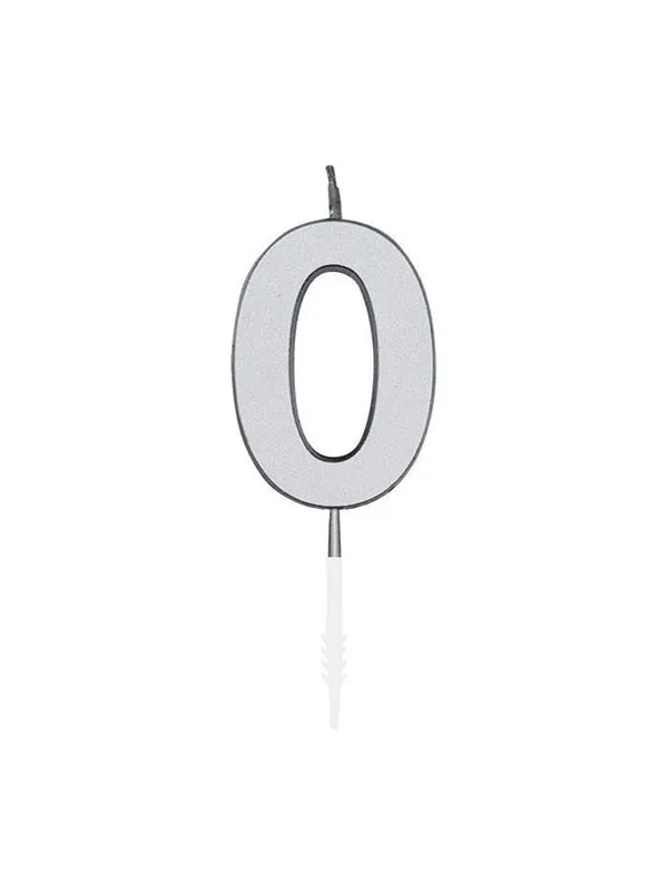 Globos Cake Candle 4.5cm Metallic Silver no. 0