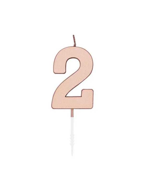 Globos Cake Candle 4.5cm Metallic Rose Gold no. 2