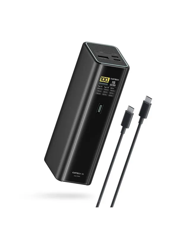 CUKTECH PB200U Powerbank 210W 20000mAh 2x USB-C + USB-A with TFT display and 240W USB-C cable - black - 20000 mAh