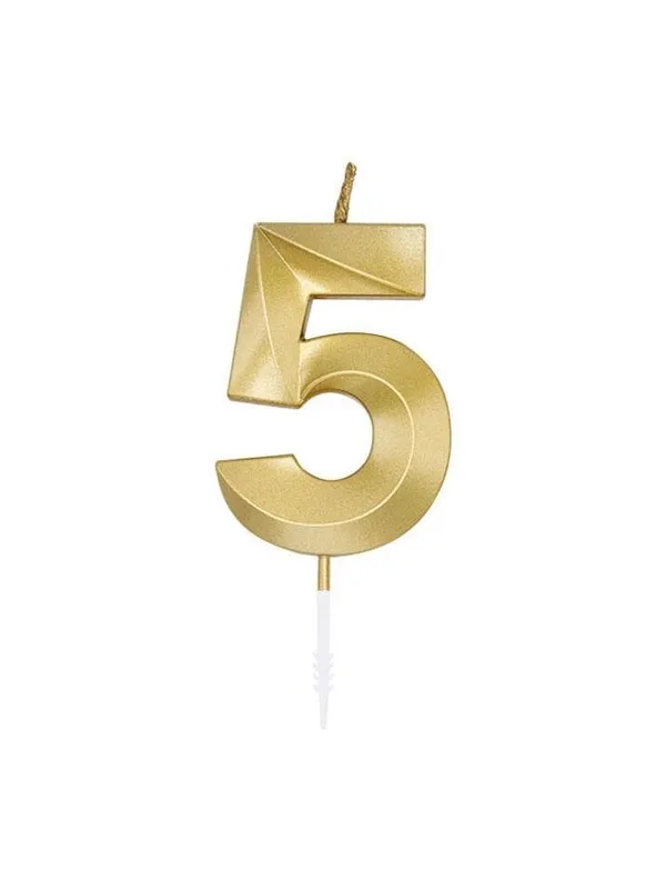 Globos Cake Candle 6cm Metallic Gold no. 5