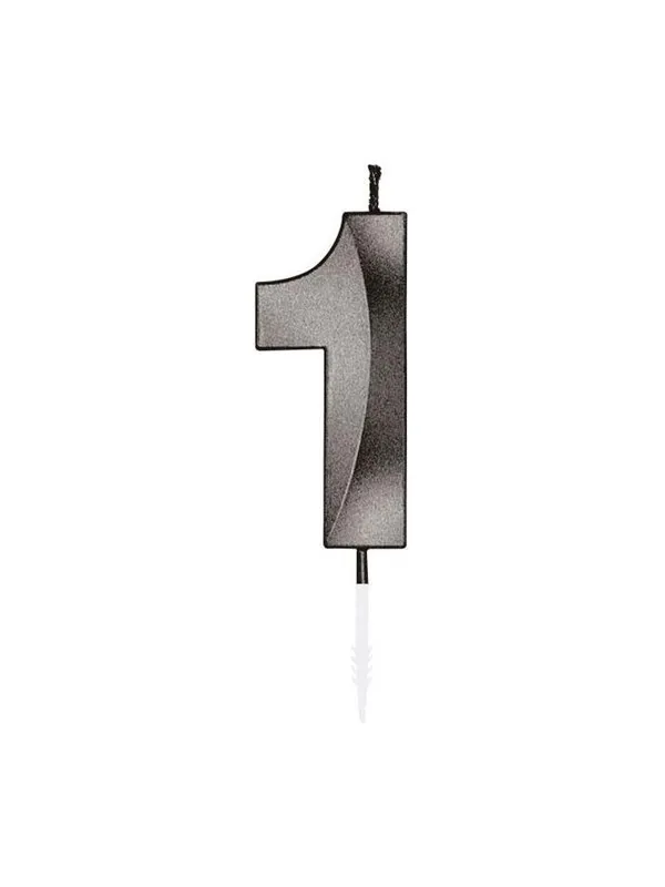 Globos Cake Candle 6cm Metallic Black no. 1