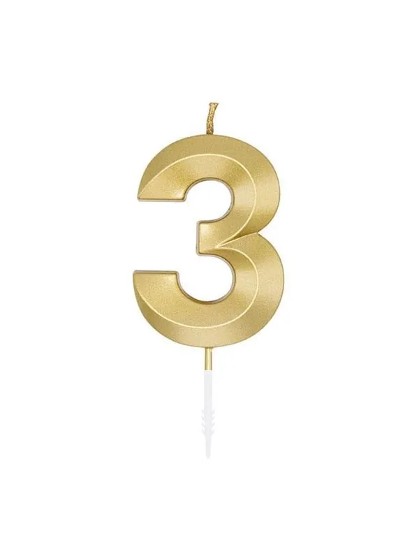 Globos Cake Candle 6cm Metallic Gold no. 3