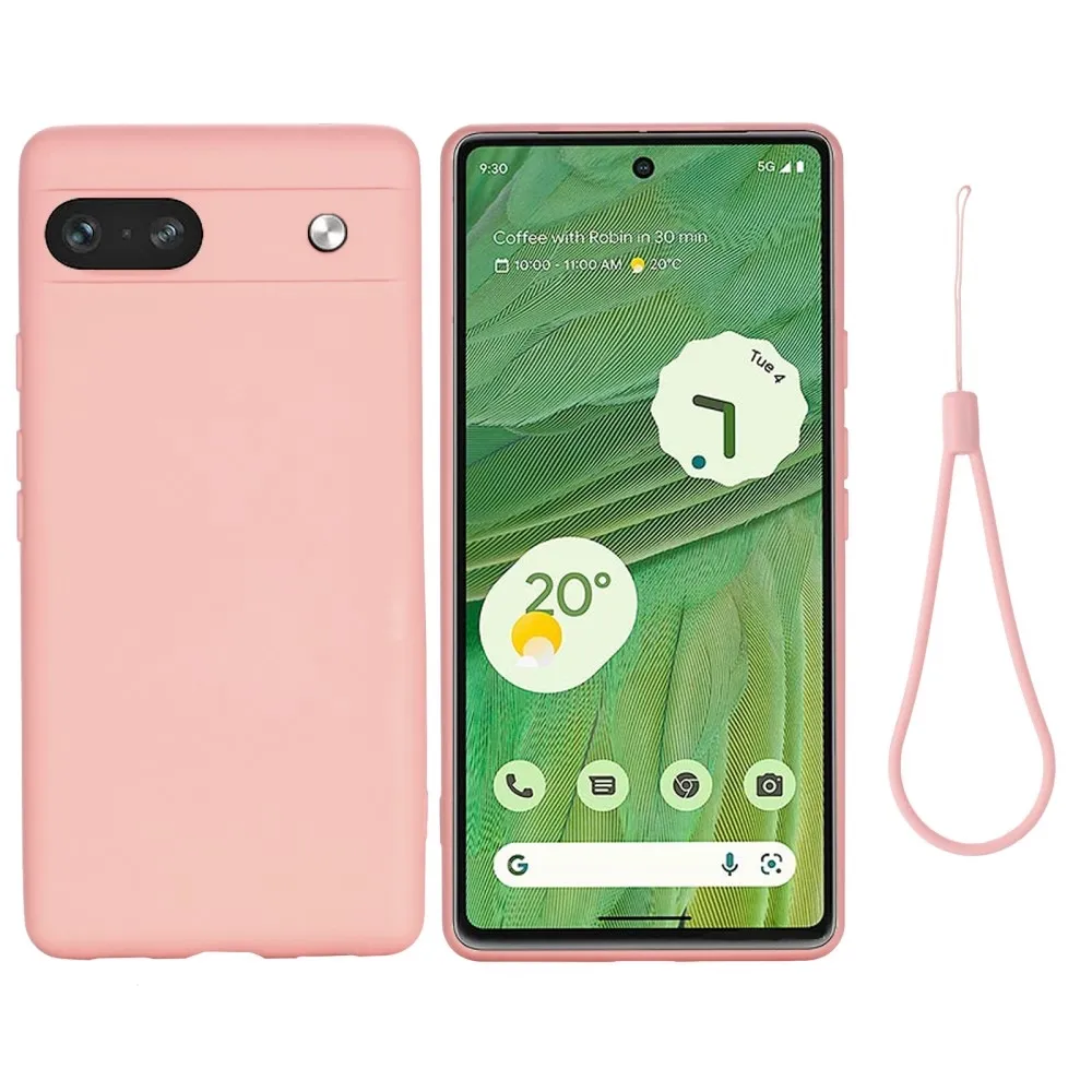 Matt flytende silikondeksel for Google Pixel 7a - Rosa