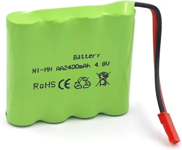 Yunique - Oppladbart Batteri 4.8V 2400mAh NiMH AA med JST-Kontakt – Batteripakke for RC Biler, Fjernstyrte Lastebiler, Belysning