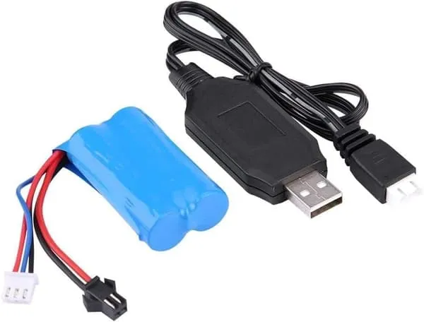 7.4V 1500mAh Lipo Batteri + USB-Lader SM-2P for RC U12A H101 – Tilbehør til Fjernstyrte Leker Li-Ion-batteri