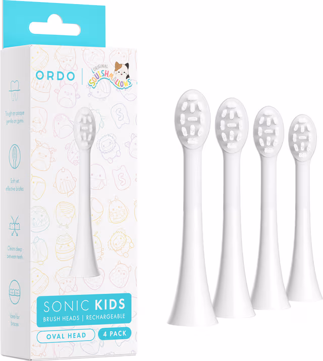 Ordo Sonic Kids erstatningstannbørstehoder (4-pakning) (hvit)