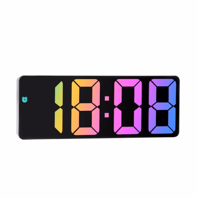 LED Klokke Elektronisk Digital Vekkerklokke Fargerik 12/24H - Style B