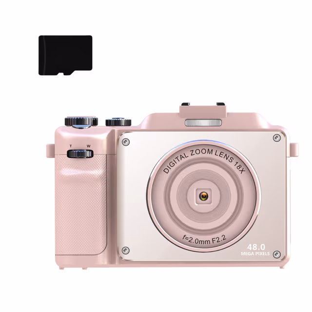 Digitalkamera 4K/48MP/18X digital zoom/autofokus med 32GB TF-minnekort Pink