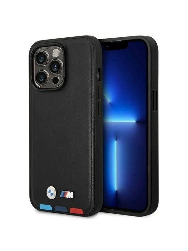 BMW BMHMP14X22PTDK iPhone 14 Pro Max 6.7 "black / black Leather Stamp Tricolor Magsafe