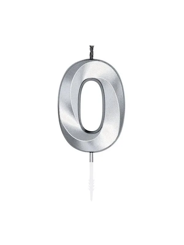 Globos Cake Candle 6cm Metallic Silver no.0