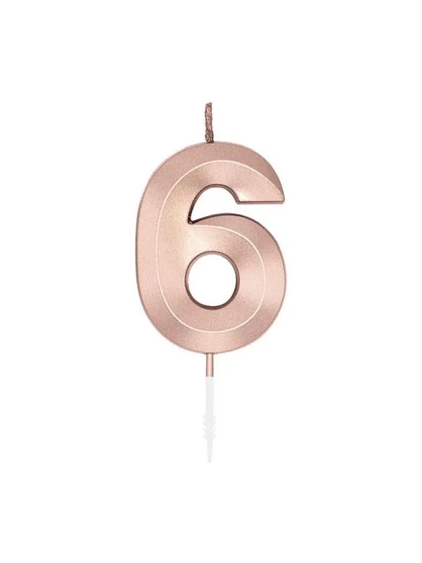 Globos Cake Candle 6cm Metallic Rose Gold no. 6